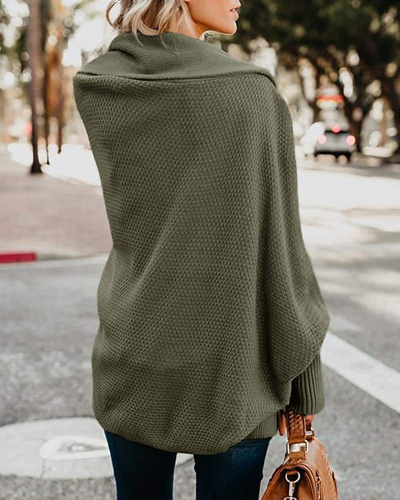 Mafulus Women's Cardigan Sweaters Oversized Chunky Knit Kimono Slouchy Wrap Batwing Open Front Outwear Coat Army Green - Image 5
